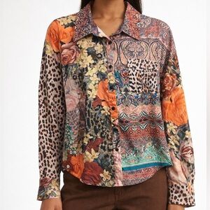 Missguided Multicolor Patchwork Animal Print Shirt Mixed media print top